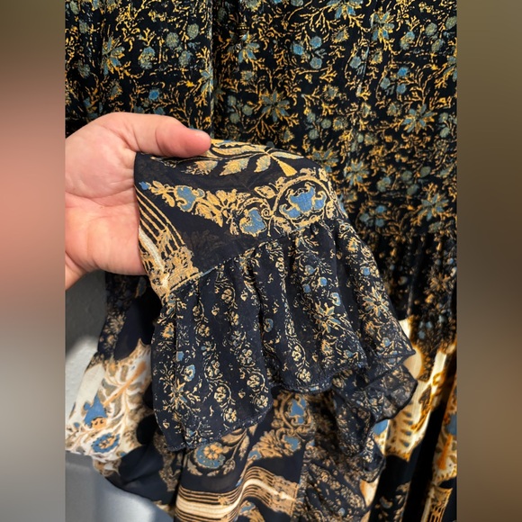 Free People Feeling Groovy Border Midi Dress – Dark Blue Boho Floral - Picture 5 of 8